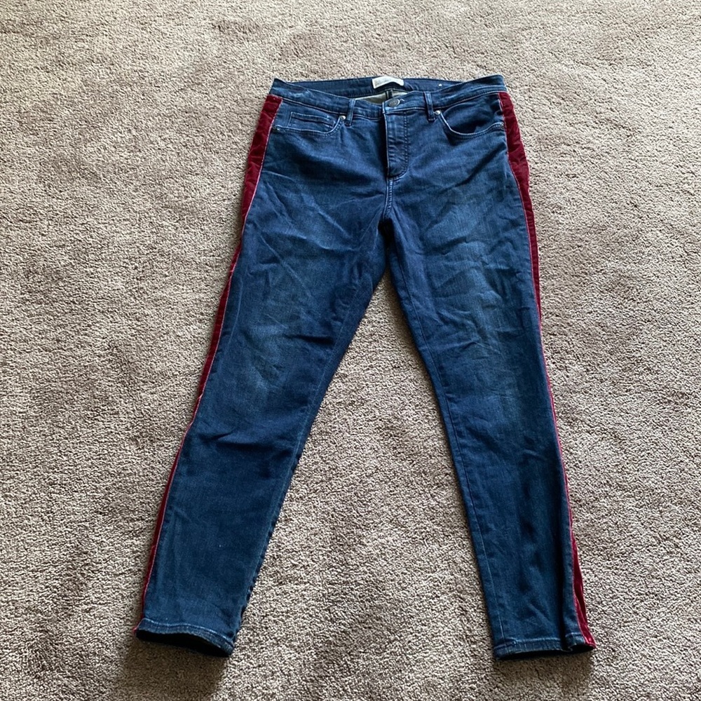 LOFT Modern Skinny Side Stripe Ankle Jeans Dark Wash Stretch SIZE 10/30